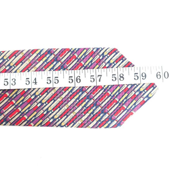 Boston Traders Men Necktie 100% Silk Geometric Purple Blue Red 60x3.5 - NWOT - Picture 5 of 5